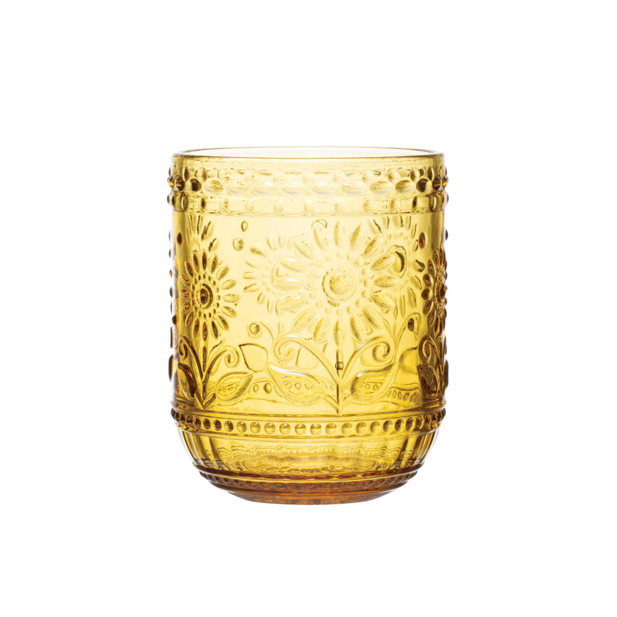 Embossed Drinking Glass-Amber