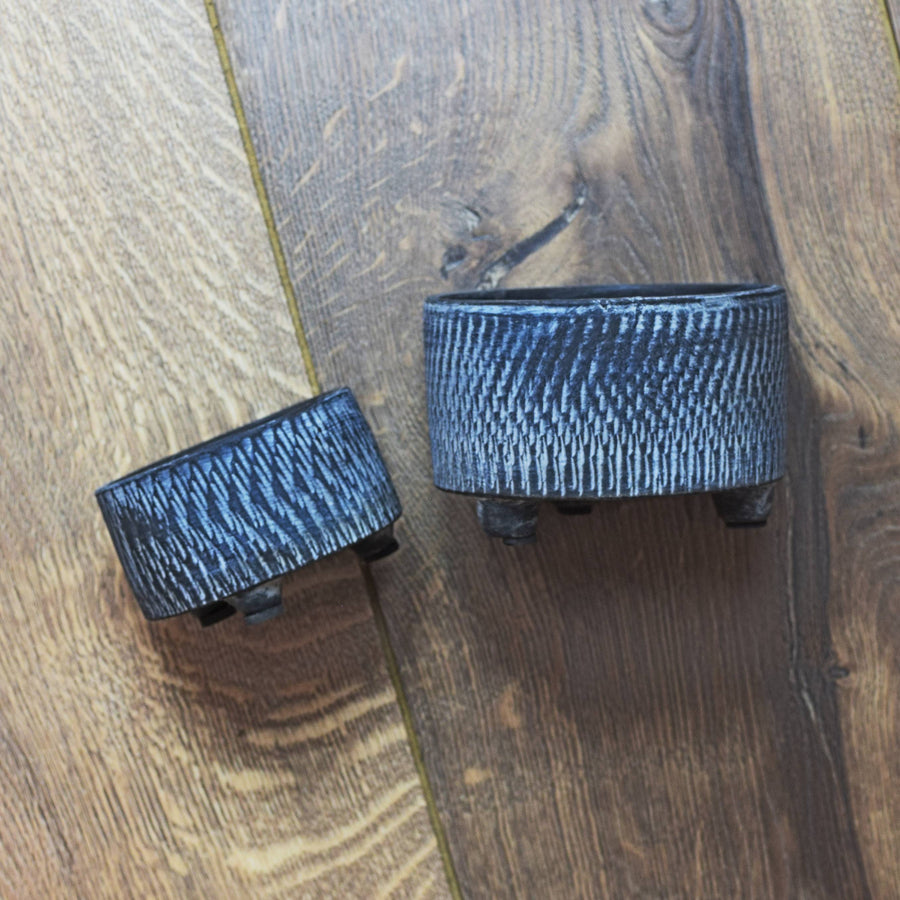 Textured Charcoal Candle Holders